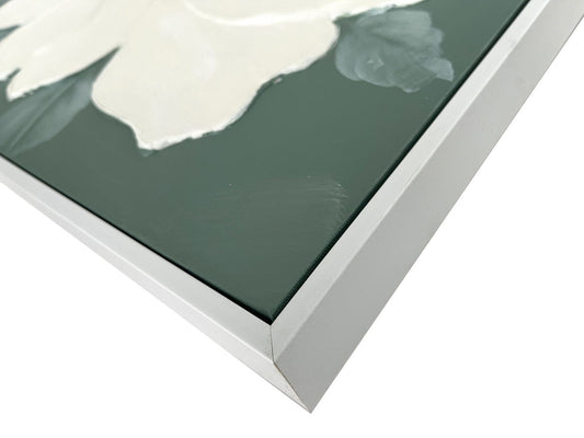 Ivory Bloom II Hand-Painted Canvas In Frame - Green / White
