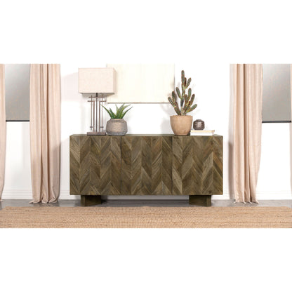 Roman - 3 Door Server With Chevron Design - Brown