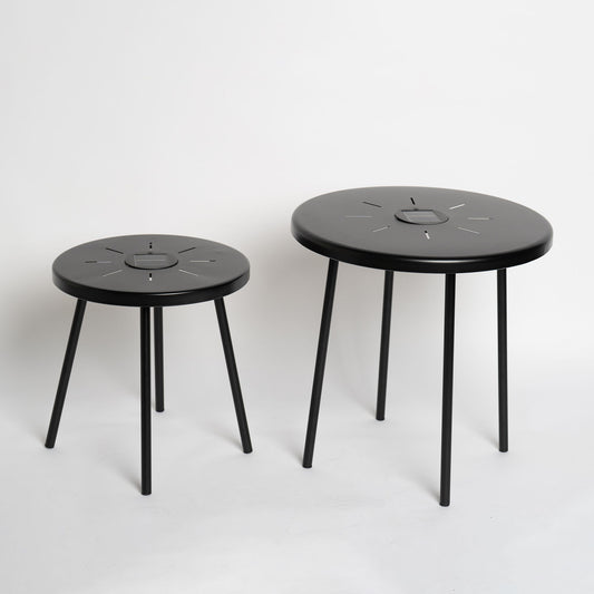 Solar Powered Side Table With LED Light, Outdoor / Indoor - Black