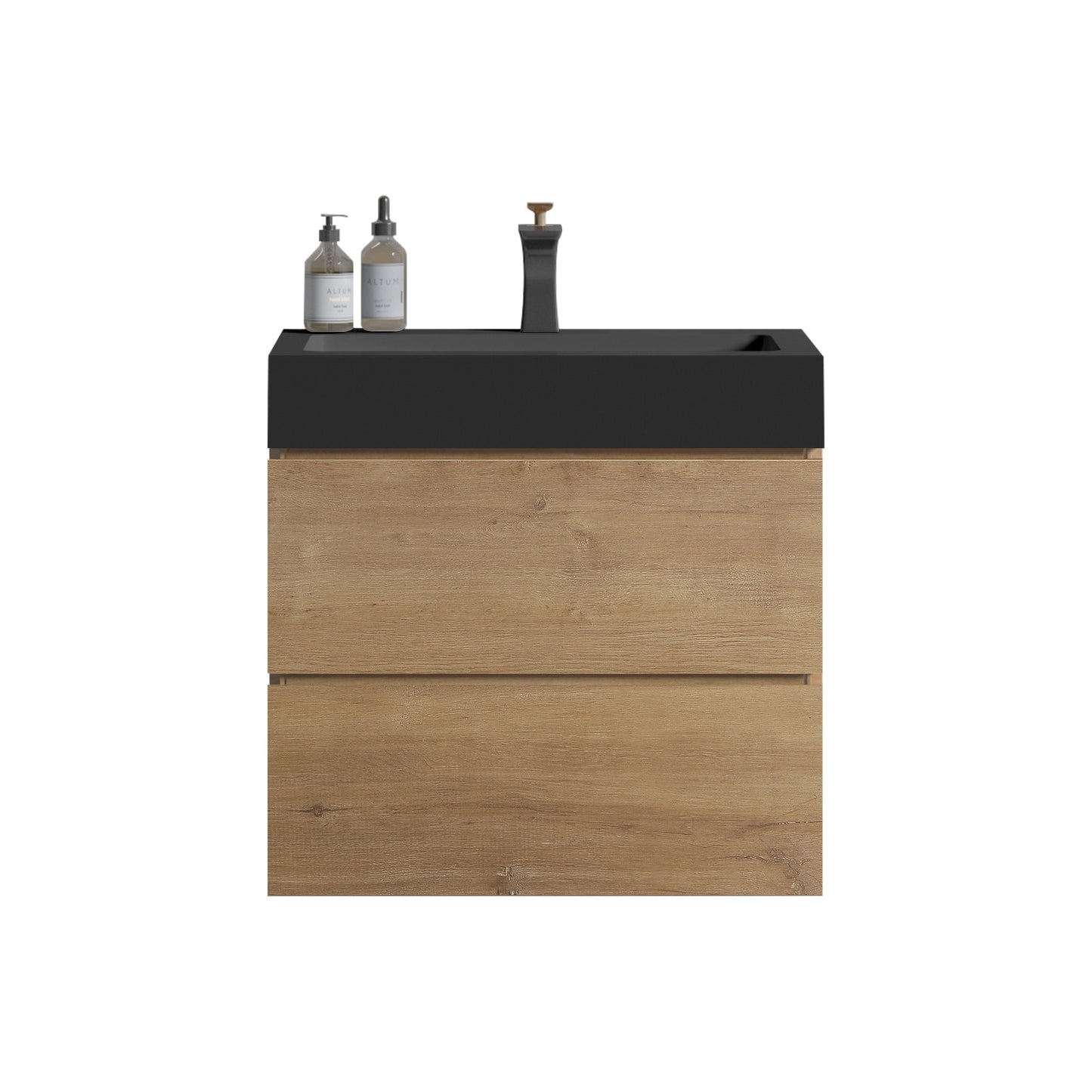 Alice - Natural Oak Bathroom Vanity With Sink, Large Storage Wall Mounted Floating Bathroom Vanity For Modern Bathroom, One-Piece Sink Basin Without Drain