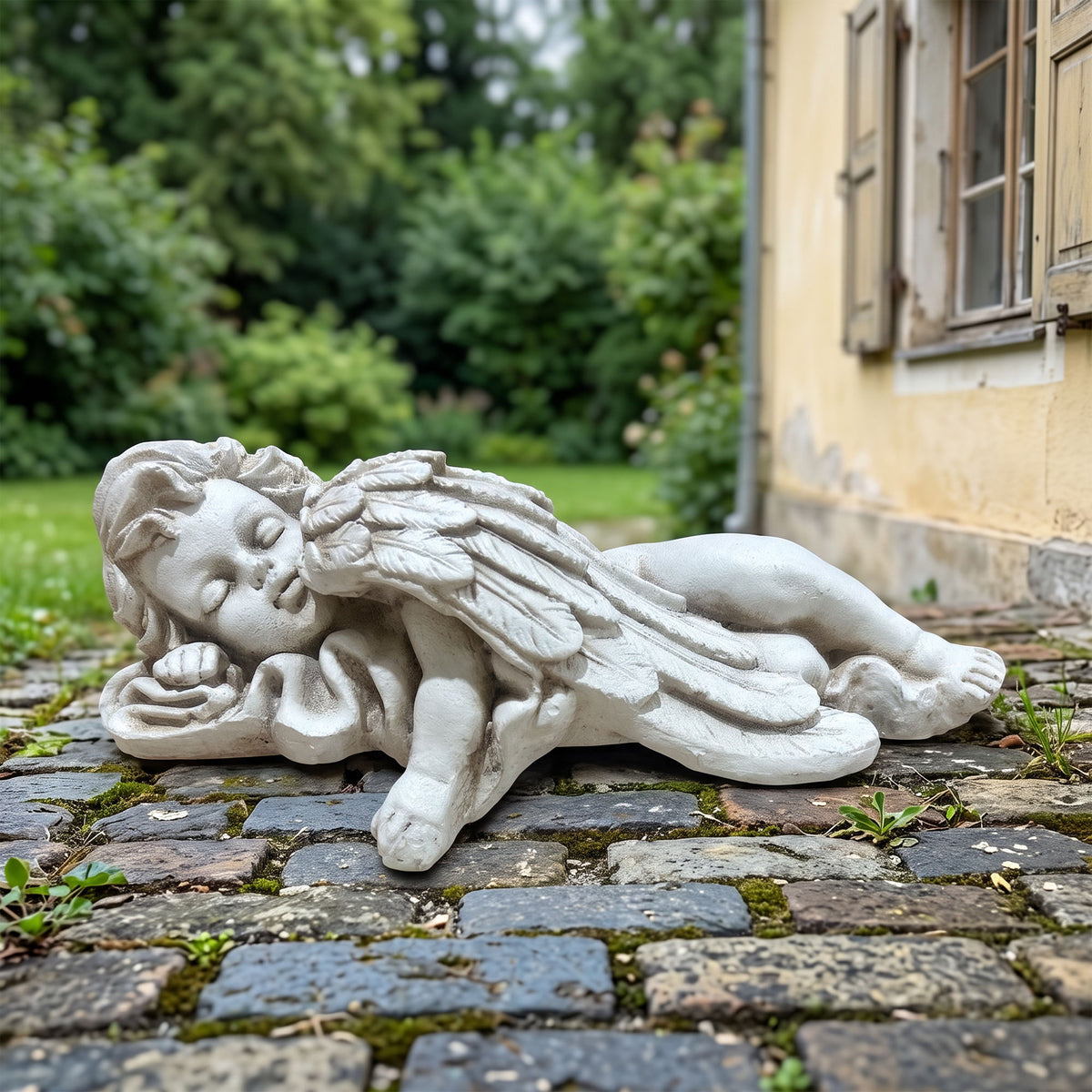Magnesium Oxide Lying Angel Statue Weatherproof Angel Sculpture Garden Lawn Patio Decor Ornament