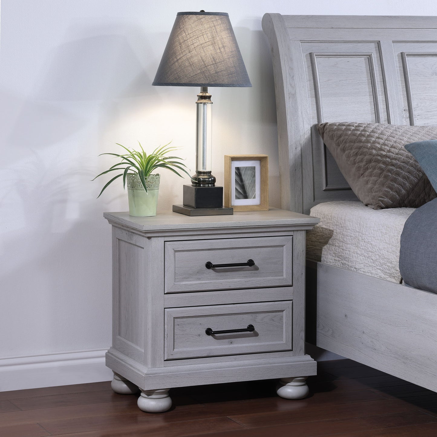 2 Drawer Nightstand With USB Charging Station