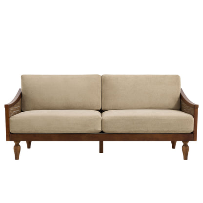 3 Seater Sofa With Rattan Armrests