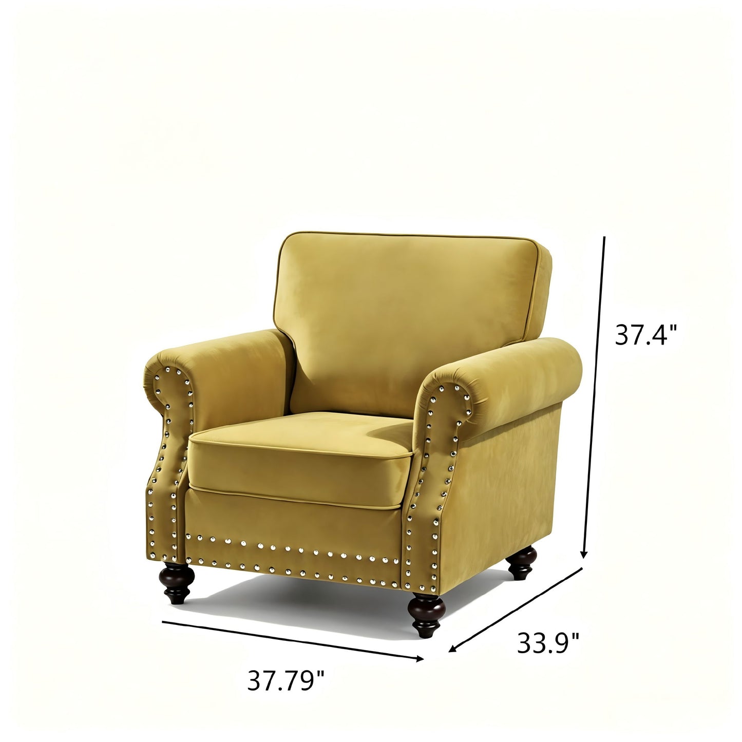 Upholstered Accent Armchair With Turned Legs For Living Room