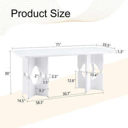 Modern Dining Table With Sleek Hollow-Out Frame And Accents