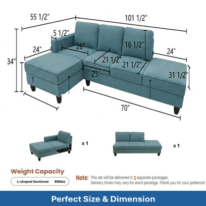 L - Shaped Sectional Sofa With Chaise & Ottoman