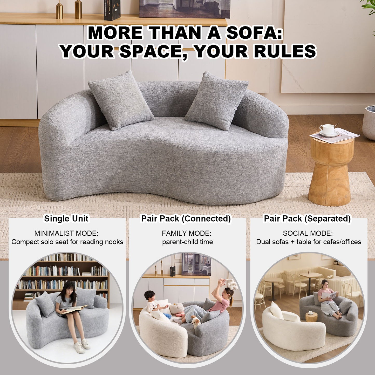 Tai Chi - Curved Dual Depth Loveseat