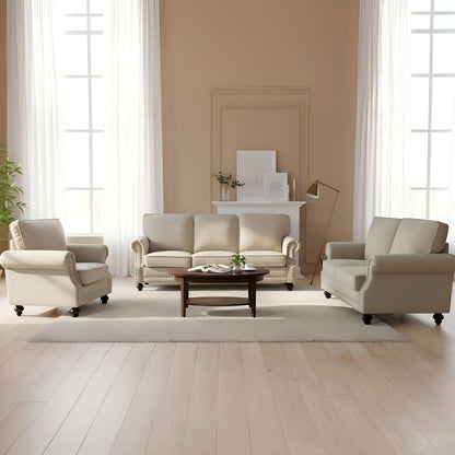 Upholstered Accent Armchair With Turned Legs For Living Room