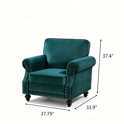Upholstered Accent Armchair With Turned Legs For Living Room