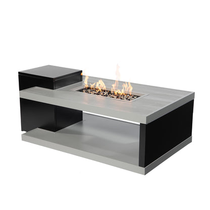 Aluminum Fire Table, Rectangular, Black And Gray