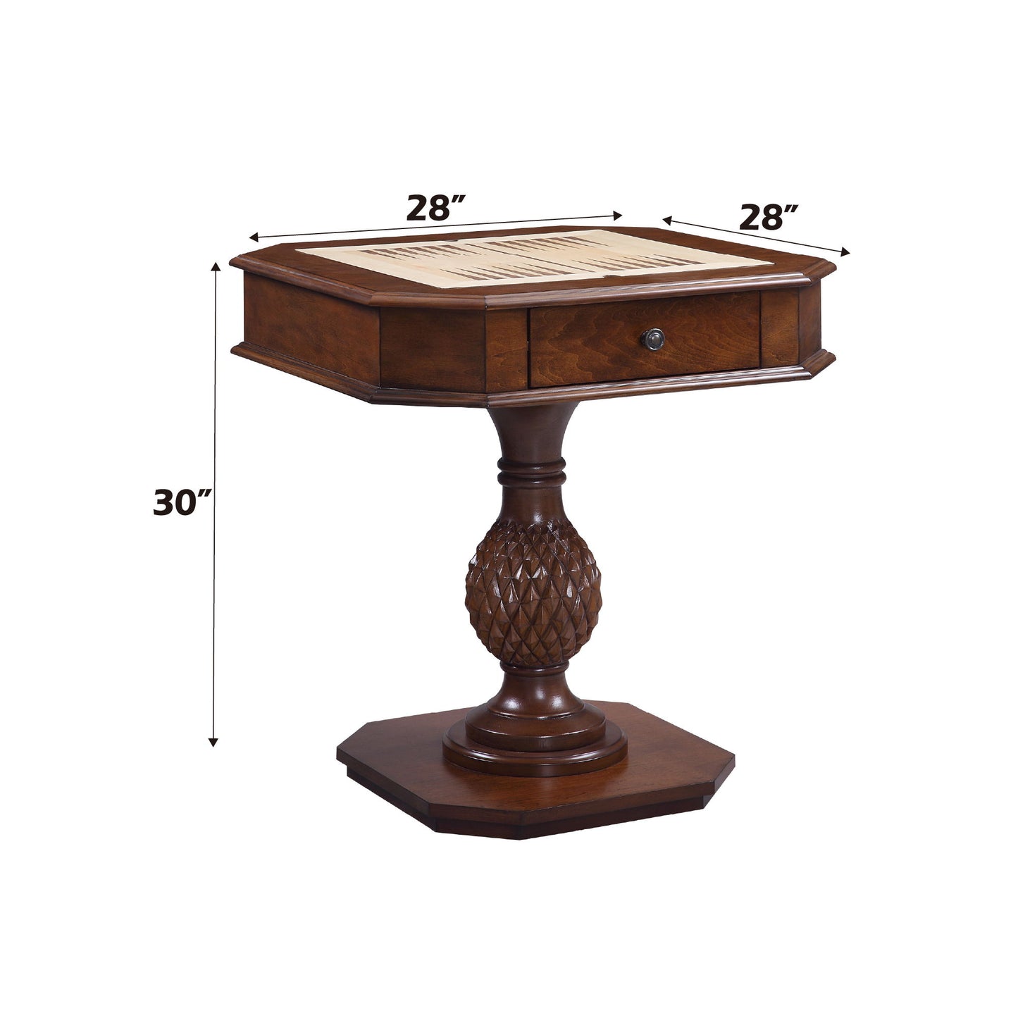 Bishop - Reversible Chess Checker Game Table With Game Tray (Chess Fingures Not Included) - Cherry