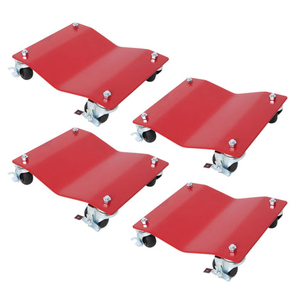 Heavy Duty Steel Vehicle Dollies With Brakes, 2500Lbs Capacity