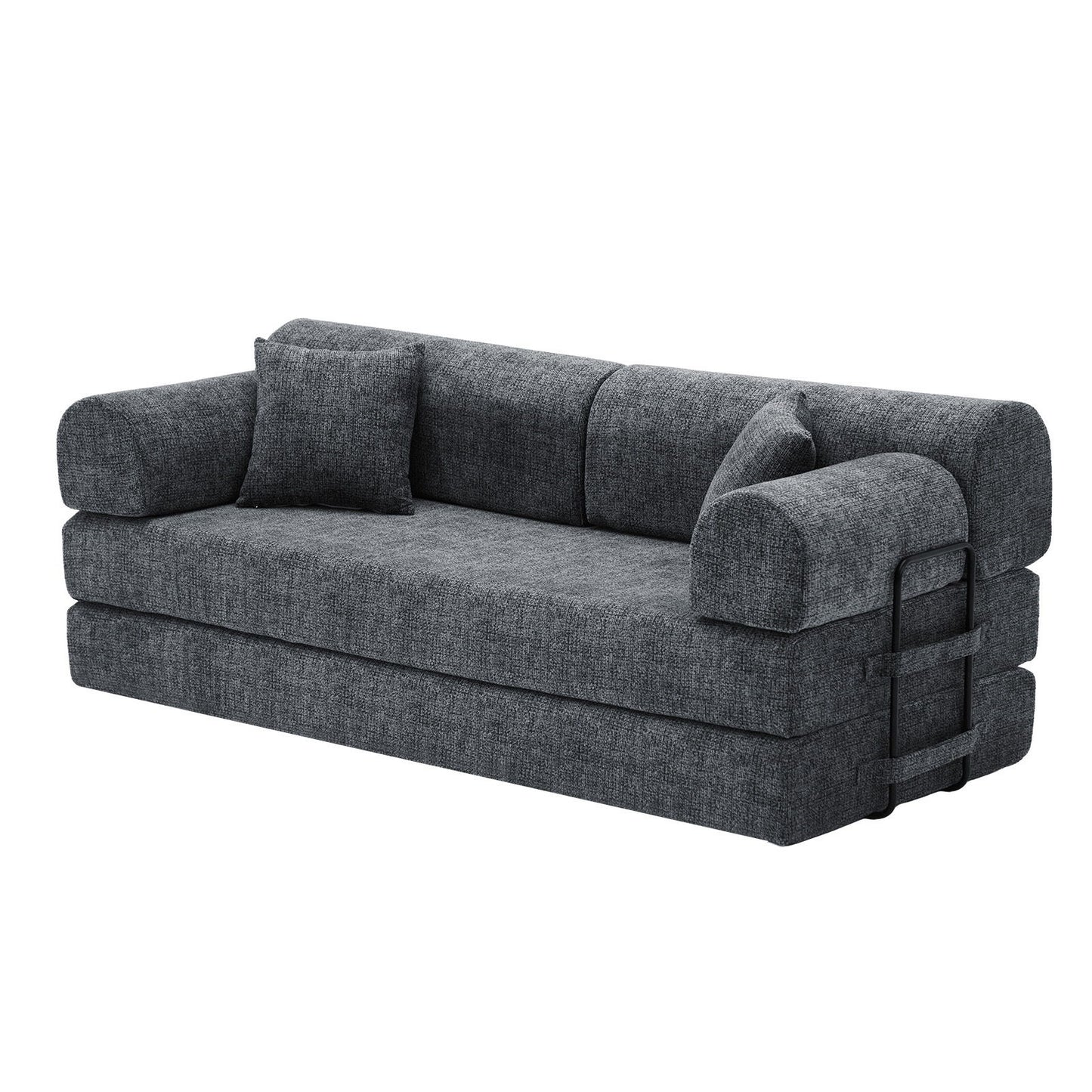 Modern 2 Tone Fabric Convertible Sleeper Sofa Bed