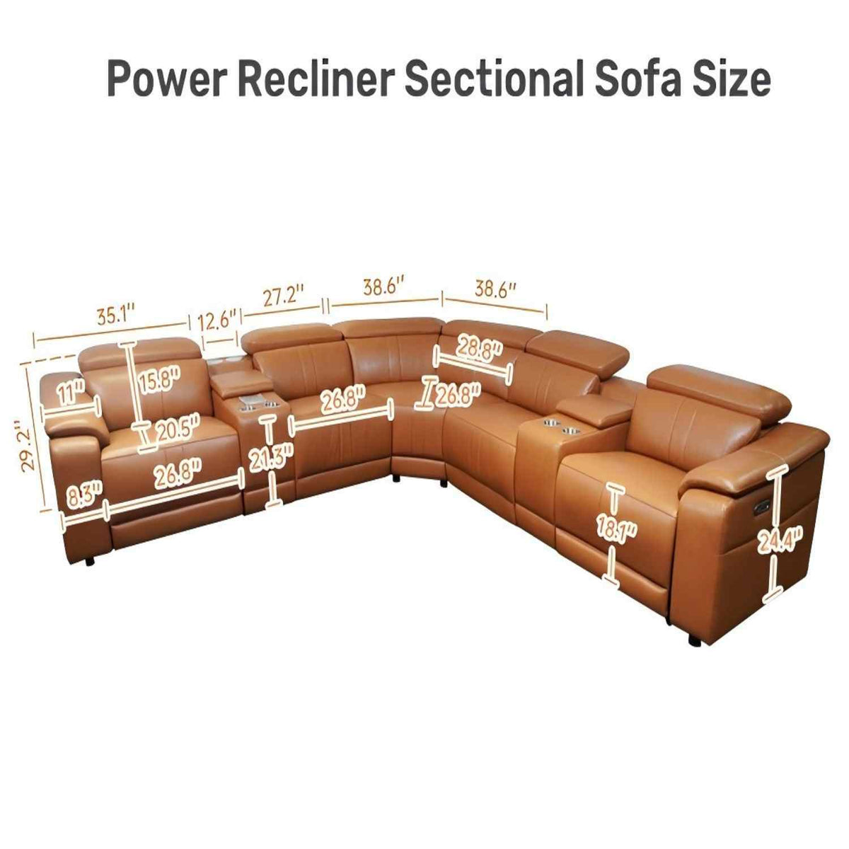 L - Shaped Recliner Sectional Sofa With Bluetooth Speakers, Wireless Charging, LED Lights