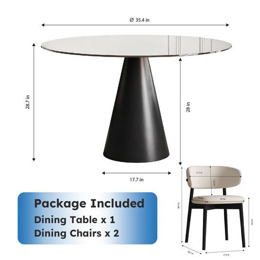 Round Dining Table - Black / Brown - Glass
