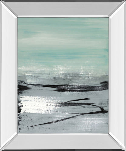 Beach Il By Heather Mcalpine - Mirror Framed Print Wall Art - Light Blue