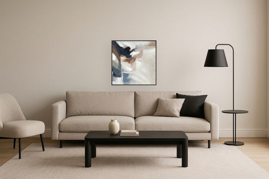 "Abstract Harmony II" Hand-Embellished Canvas In Frame - Black / Multi-Color