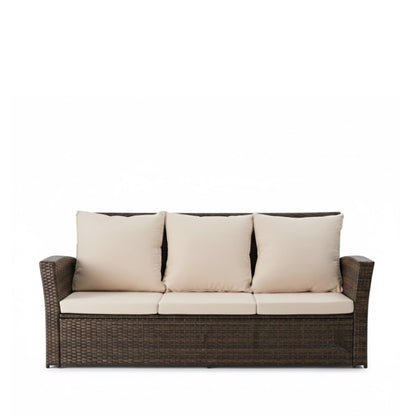 All-Weather Wicker 3 Seat Patio Sofa With Thick Cushions