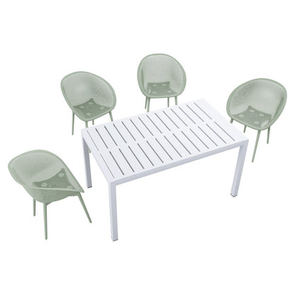 4 Pack Lounge Chair Set With Long Table