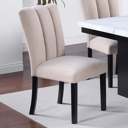 Upholstered Dining Chairs With Channel Tufting (Set of 2) - Black / Black / Neutral / Neutral