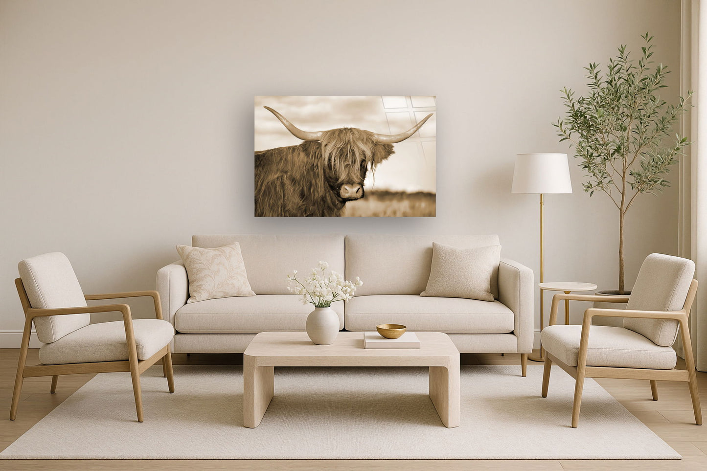 Tempered Glass With Foil - Highland Cow 1 - Light Brown