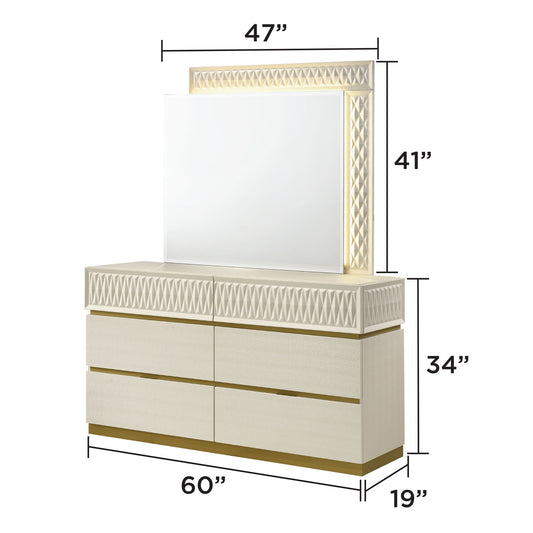 Stanley - 6 Drawer Dresser With Crocodile Texture (Mirror Not Included) - Gray