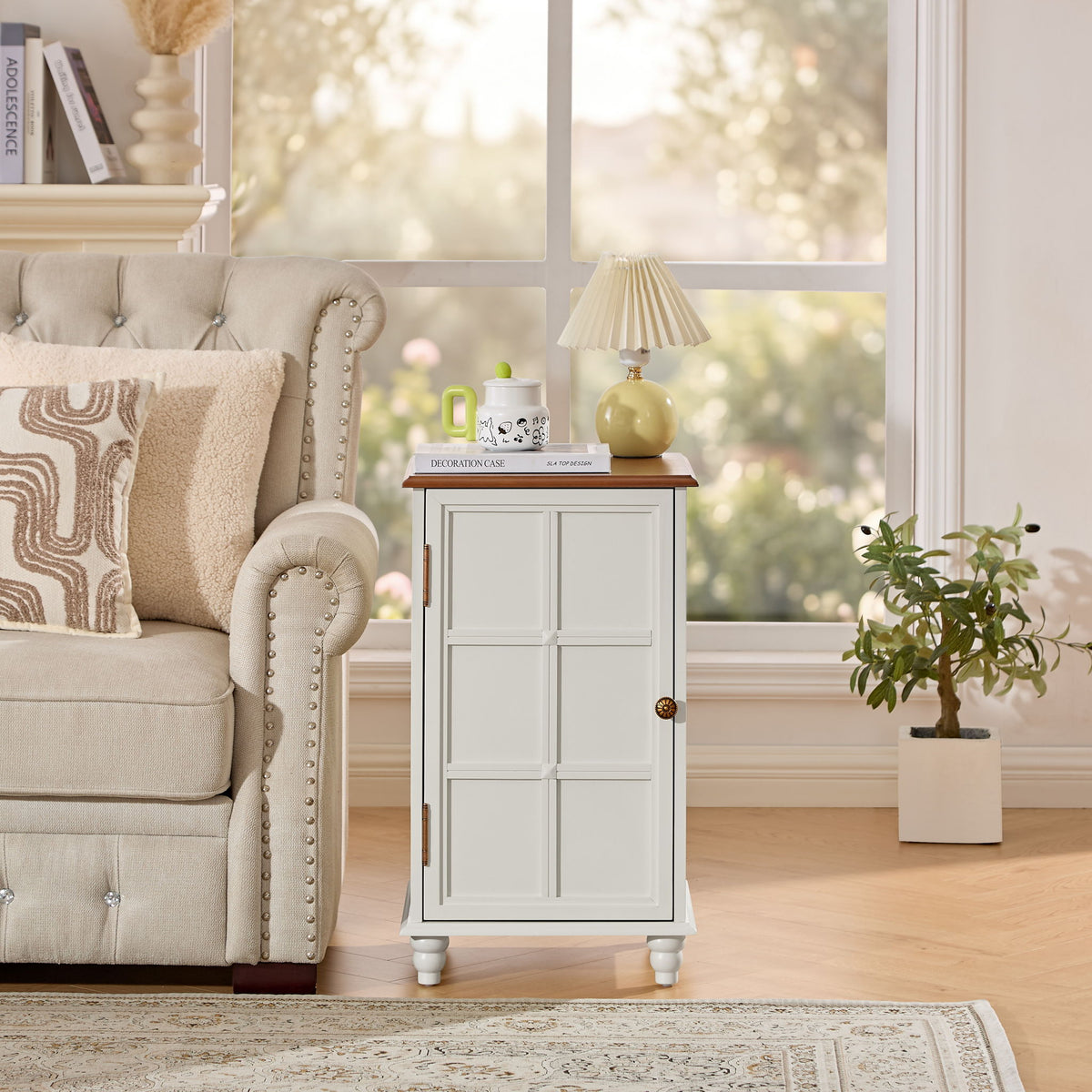 Floor Cabinet With Adjustable Shelf, Storage For Entryway