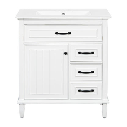 Bathroom Vanity With Sink Top, Flip Drawers, Adjustable Shelf