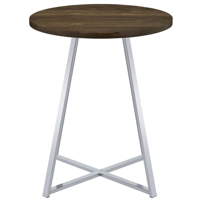 Burkhart - Round Height Bistro Bar Table - Brown Oak
