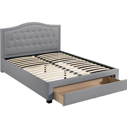 Modern Button Tufted Arch Headboard Bed With Storage Footboard