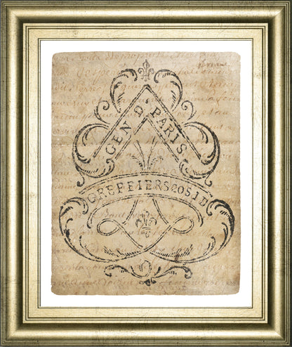 Letter Crest I Vintage V2 By Wild Apple Portfolio - Framed Print Wall Art - Beige