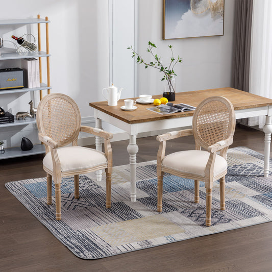 Upholstered Dining Armchair (Set of 2) - Beige