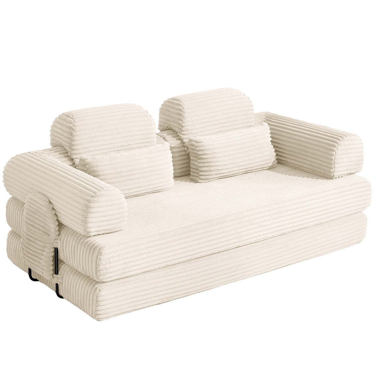 Convertible Sleeper Sofa With & Side Storage Pocket, Foldable Upholstered Couch For Living Room