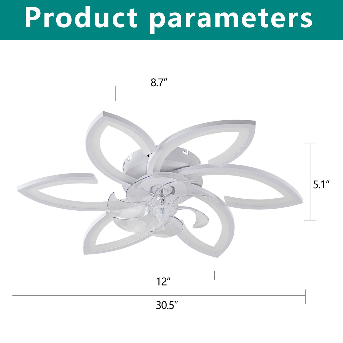 30" Flower 6 Speed Ceiling Fan With Remote Controlled LED Lights, Low Profile Flush Mount Fan