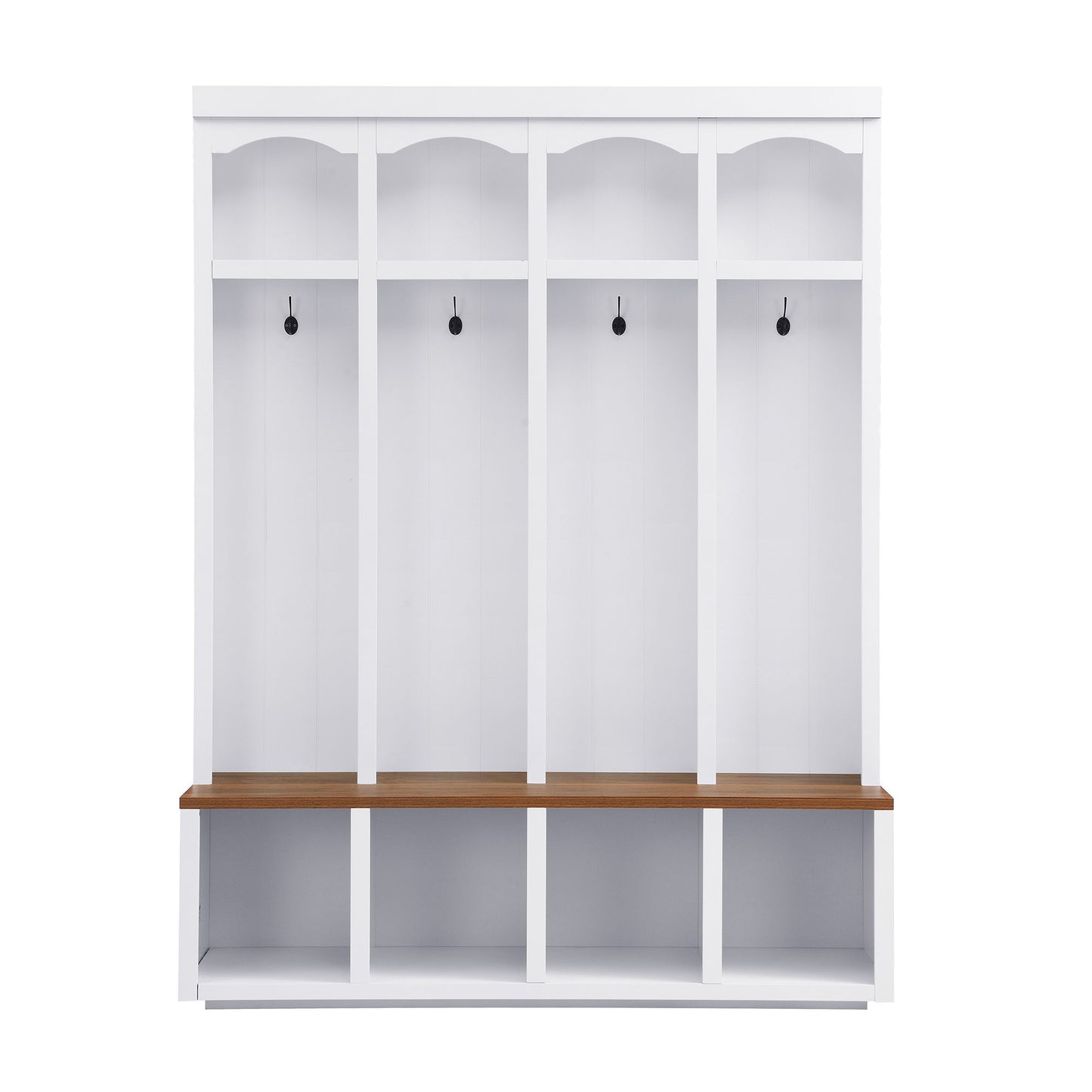 Entryway Hall Tree With Bench, 4 Hooks & Open Storage Space