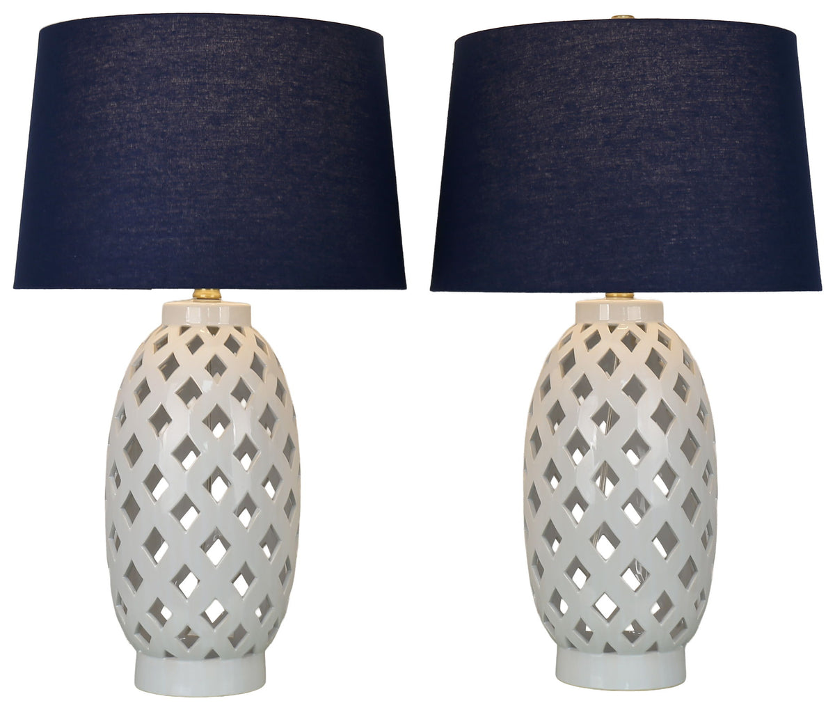 Harbor Trellis - 28 X 16 - Ceramic Table Lamp (Set of 2) - Matte White