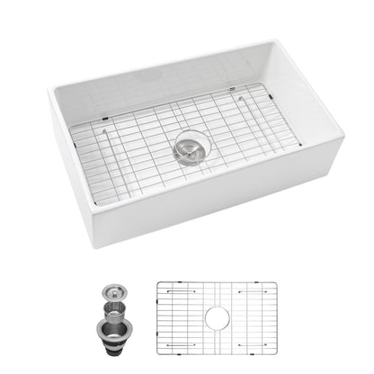 Farmhouse Sink, Apron-Front Porcelain Ceramic Single Bowl