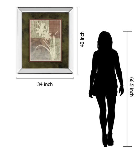 Lily Silhouette By Various - Mirror Framed Print Wall Art - Light Brown