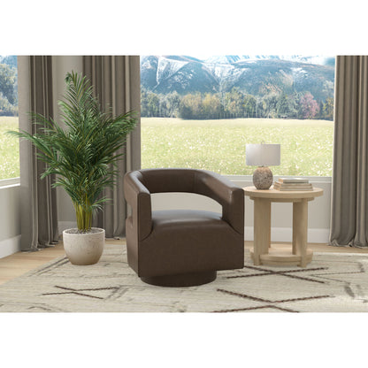 Swivel Accent Chair With Geometric Backrest