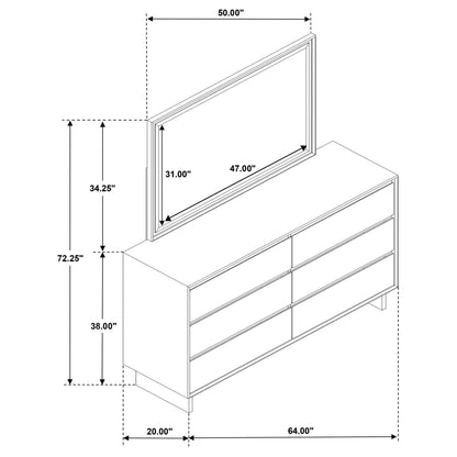 Hemlock - 6 Drawer Dresser With Mirror - Brown