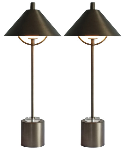 Crescent Mantle - 30 X 12 - Metal Buffet Lamp (Set of 2) - Matte Golden Bronze