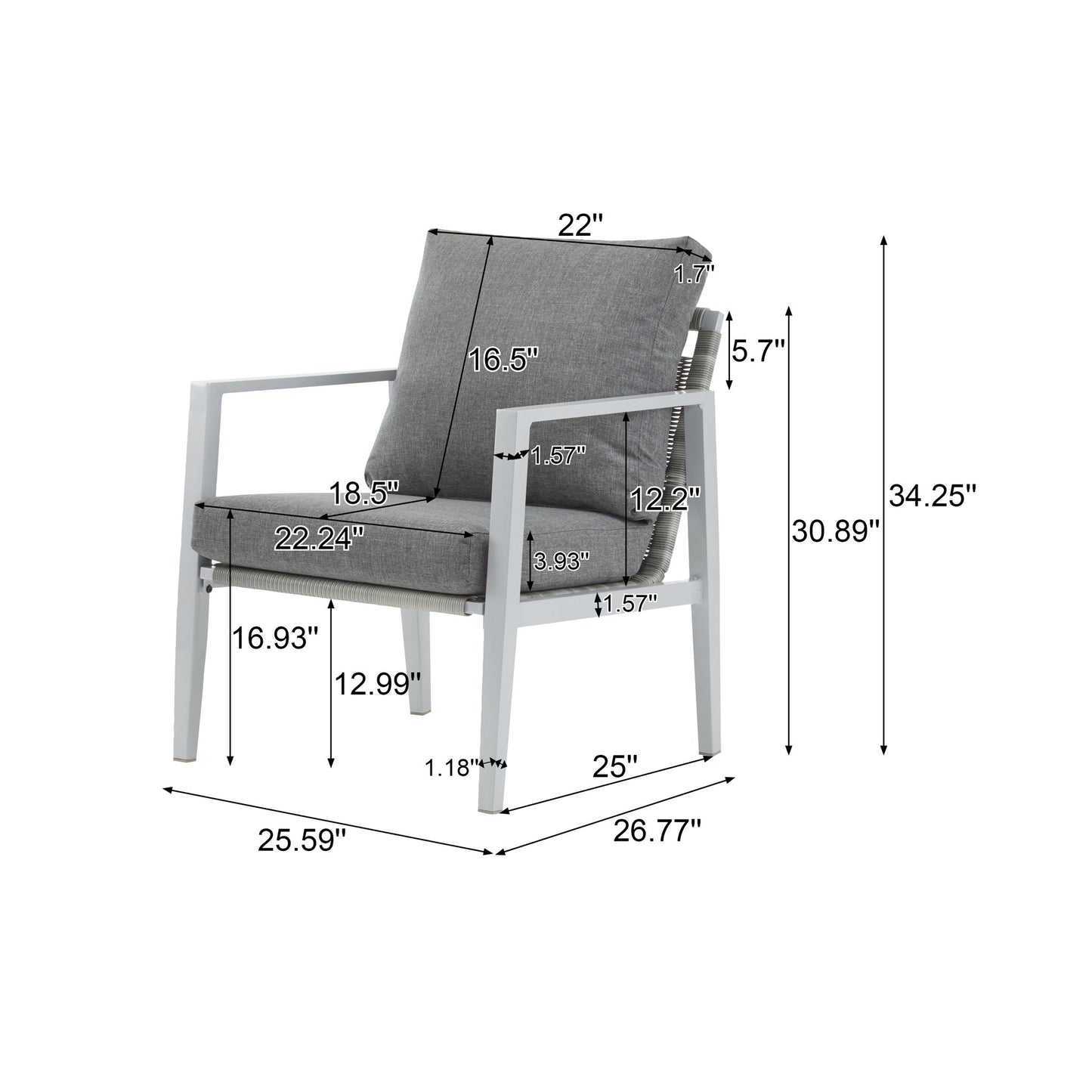 Modern Lounge Chair With Rope Accents And Cushions