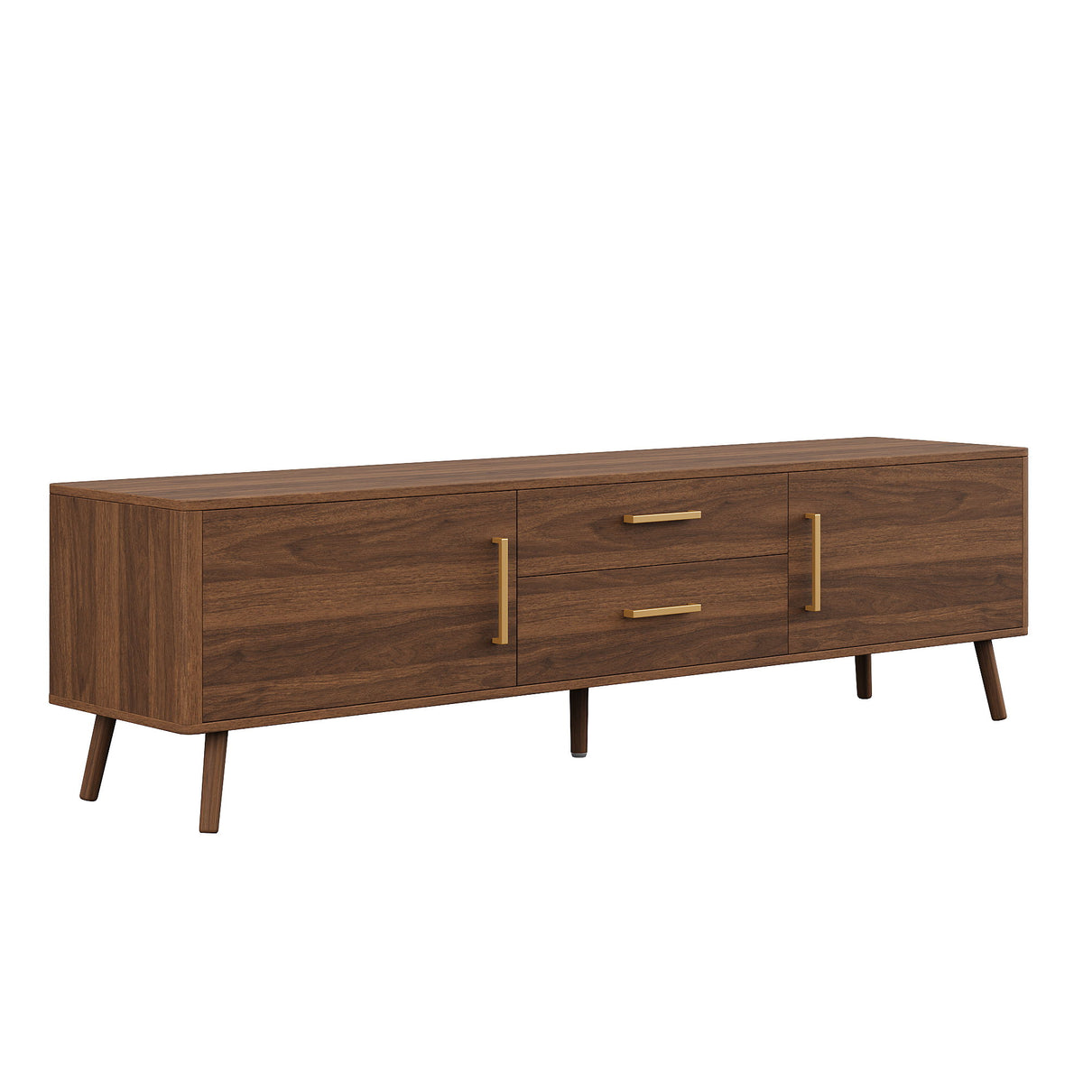 70" TV Stand With Storage Drawers And Cabinets For TVs Up To 80" - Walnut