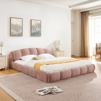 Upholstered Platform Bed Frame, Low Profile Floor Bed, No Box Spring Required