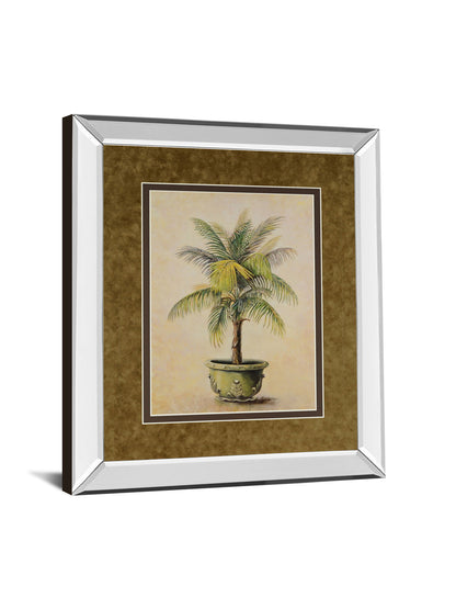Potted Palm I - Mirror Framed Print Wall Art - Light Brown
