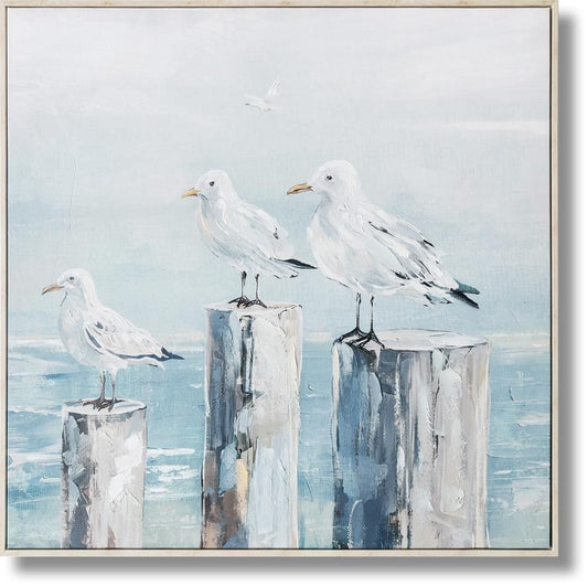 Seaside Trio Serenity - 33" x 33" Framed Wall Art - Blue