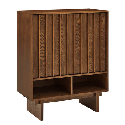Sideboard Buffet Cabinet With Grille Slat Design With 3 Doors And Adjustable Shelves