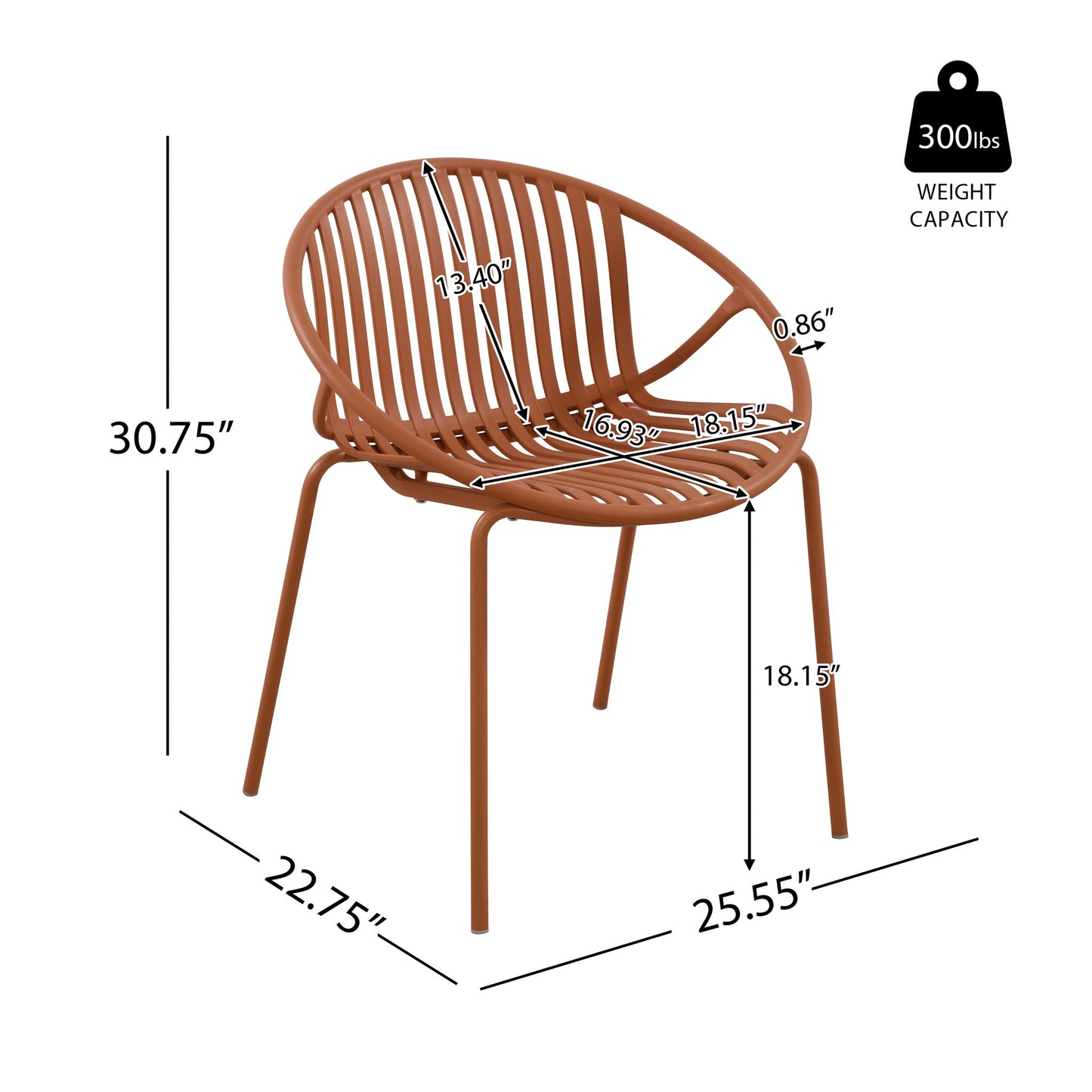Stackable Outdoor Chairs With Breathable Plastic Backrest (Set of 2)