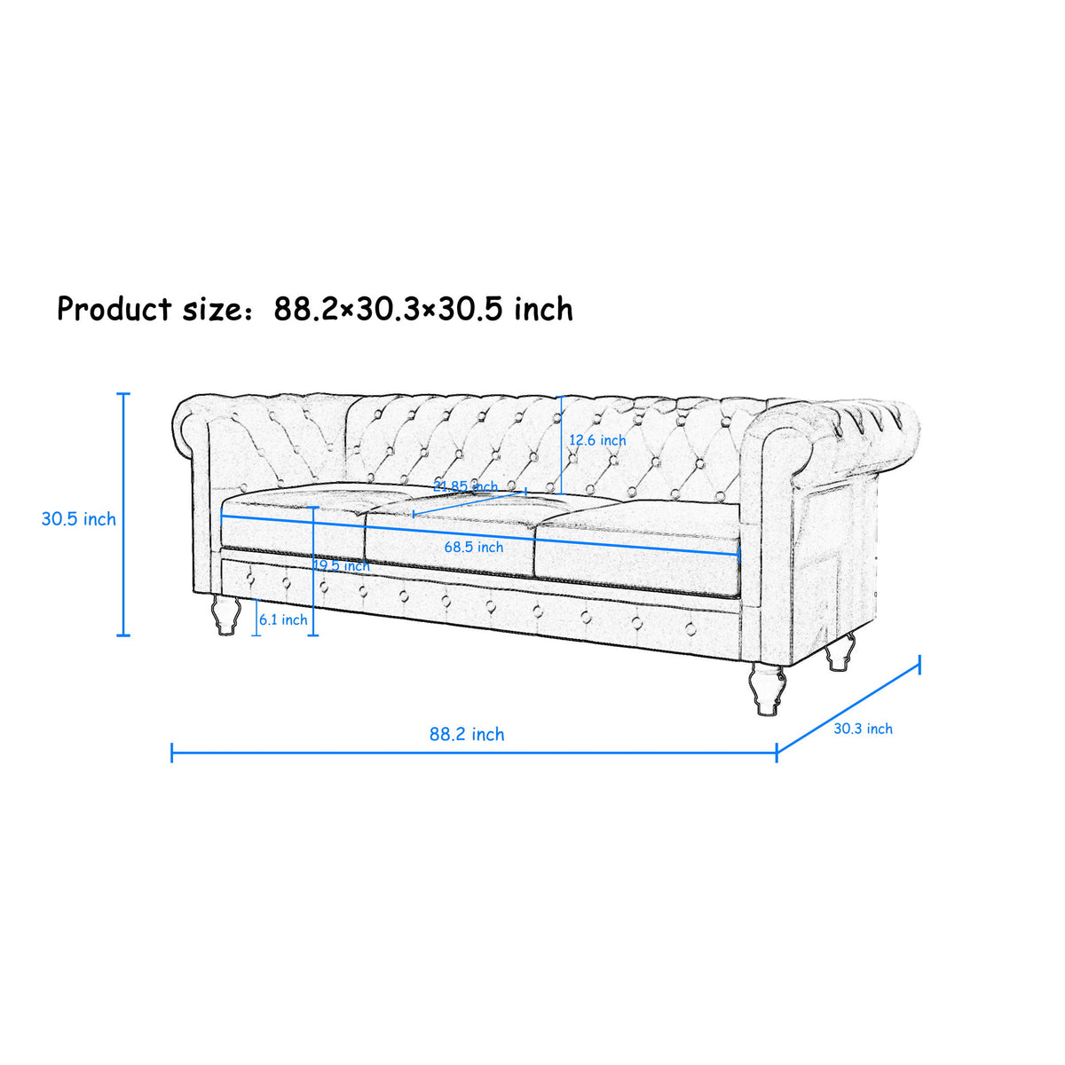 2 Piece Sofa Set With Rolled Armrests