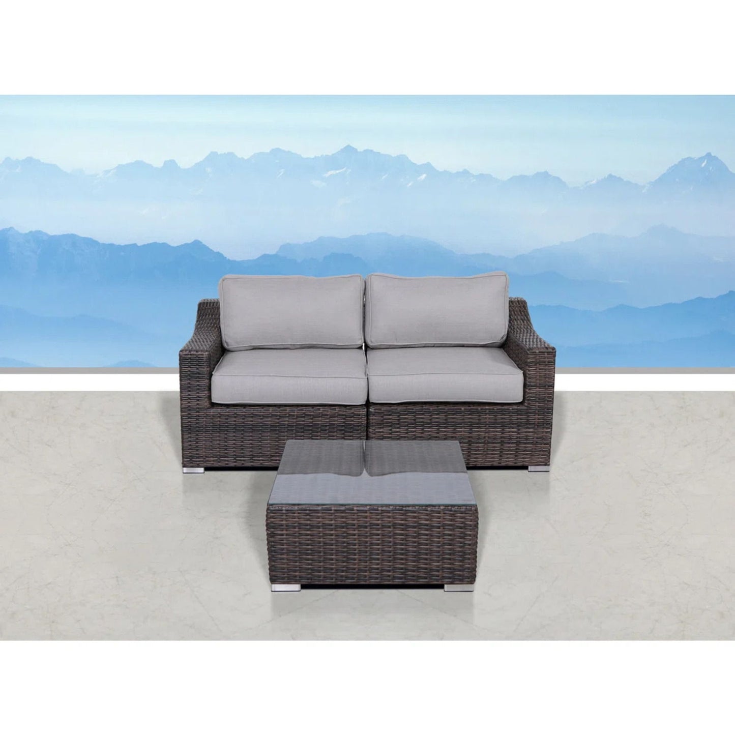 Outdoor Wicker Conversation Set With Cushions, All Weather